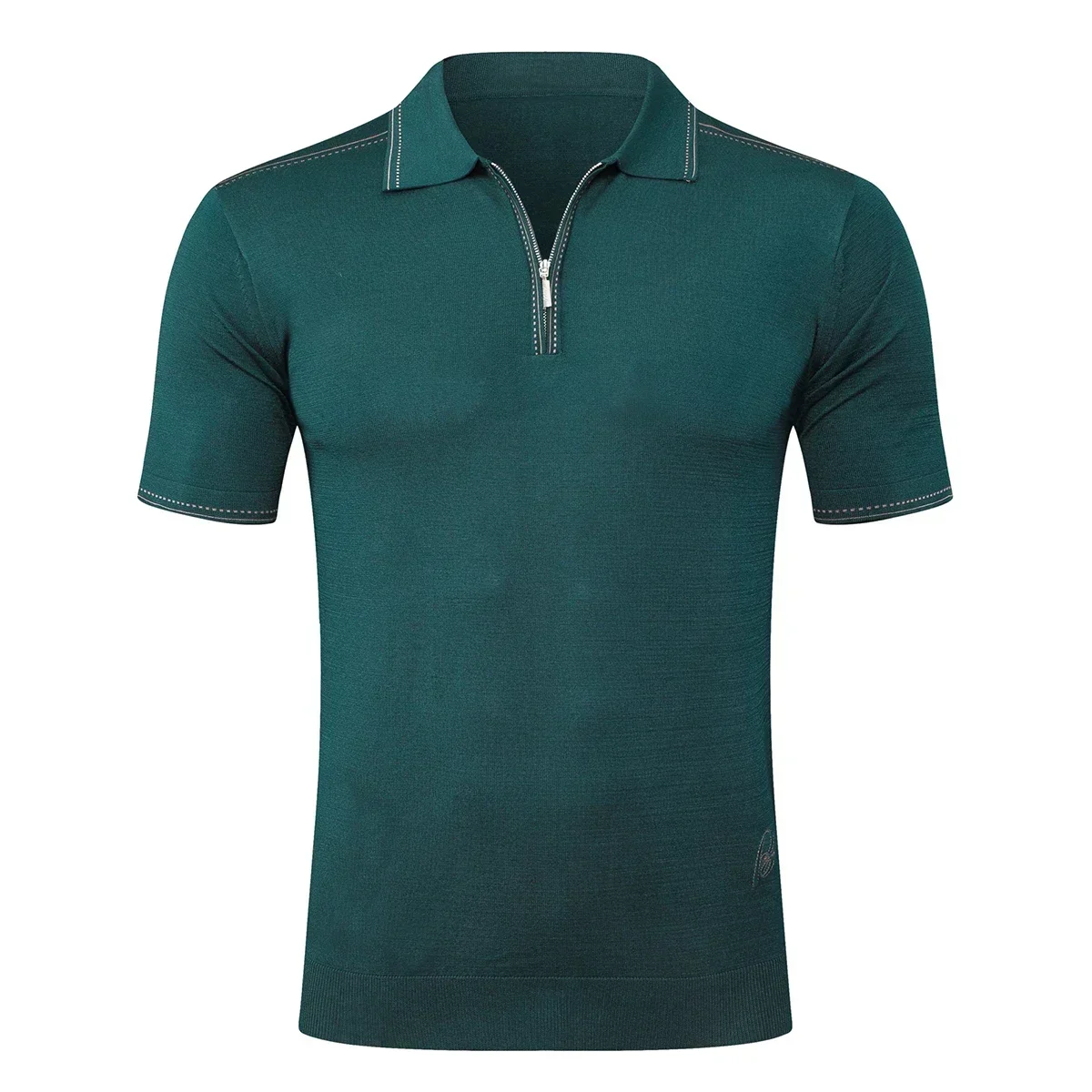 BILLIONAIRE BLSK CPRT polo shirt silk men 2026 New Solid color elastic short sleeve thin outdoors zipper quality big size M-5XL