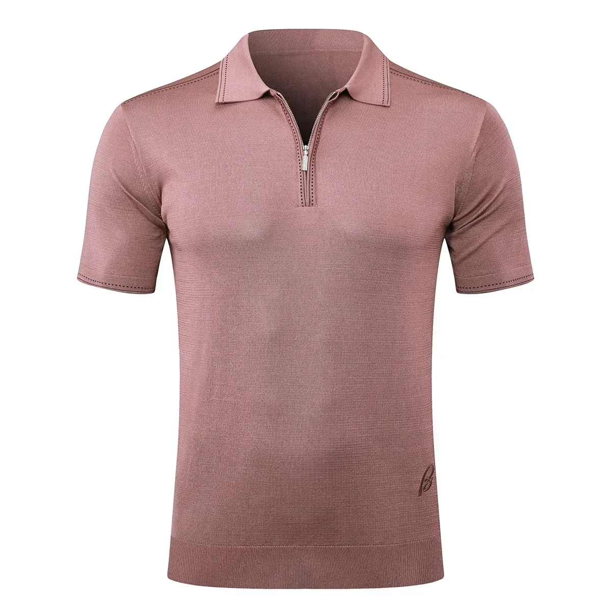 BILLIONAIRE BLSK CPRT polo shirt silk men 2026 New Solid color elastic short sleeve thin outdoors zipper quality big size M-5XL