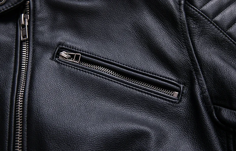 New Motorcycle Style Men's Cowhide Genuine Leather Clothes,Fashion Black Motor Biker Jacket Cool Leather Coat Plus Size 5XL