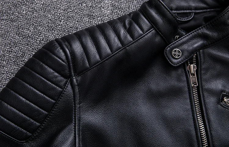 New Motorcycle Style Men's Cowhide Genuine Leather Clothes,Fashion Black Motor Biker Jacket Cool Leather Coat Plus Size 5XL
