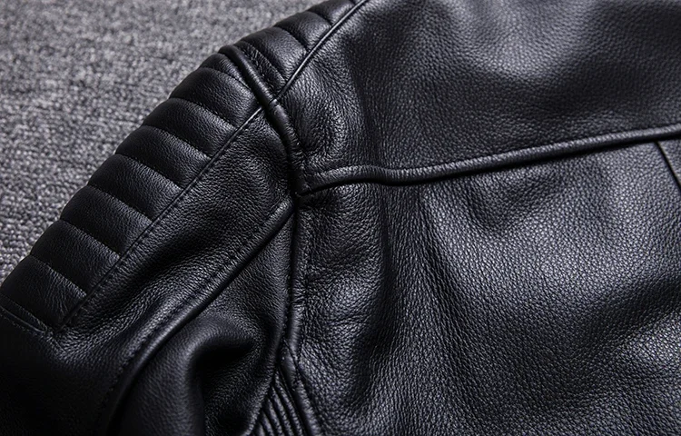 New Motorcycle Style Men's Cowhide Genuine Leather Clothes,Fashion Black Motor Biker Jacket Cool Leather Coat Plus Size 5XL