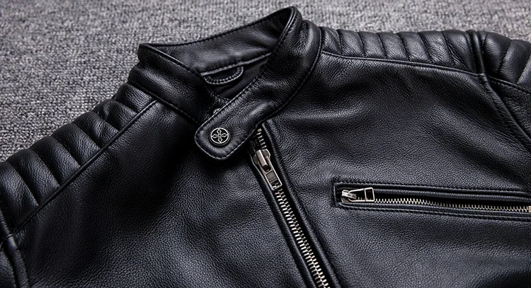 New Motorcycle Style Men's Cowhide Genuine Leather Clothes,Fashion Black Motor Biker Jacket Cool Leather Coat Plus Size 5XL