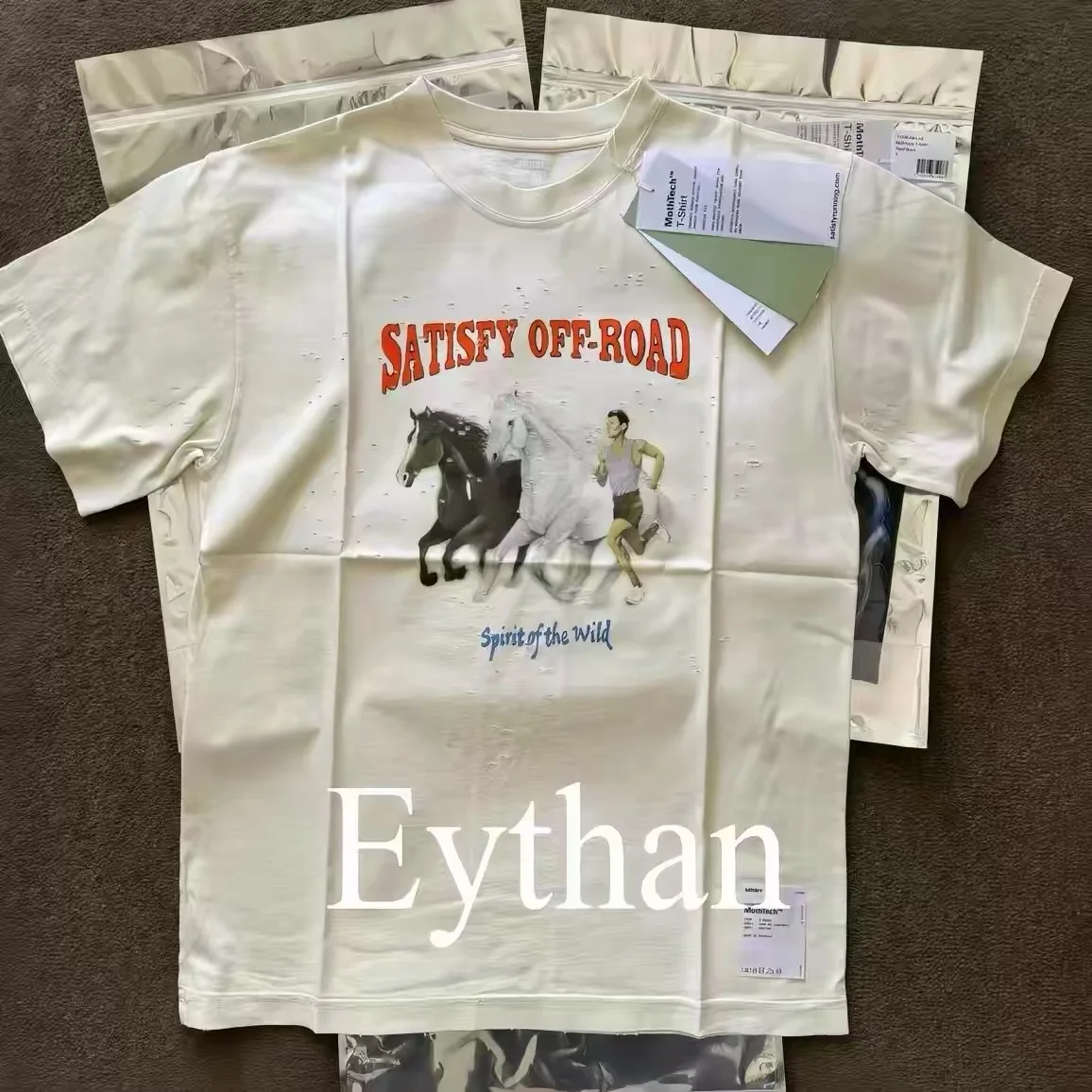 Satisfy MothTech Vintage Old Printed Crew Neck Short Sleeve Loose Casual Sports Running T-Shirt