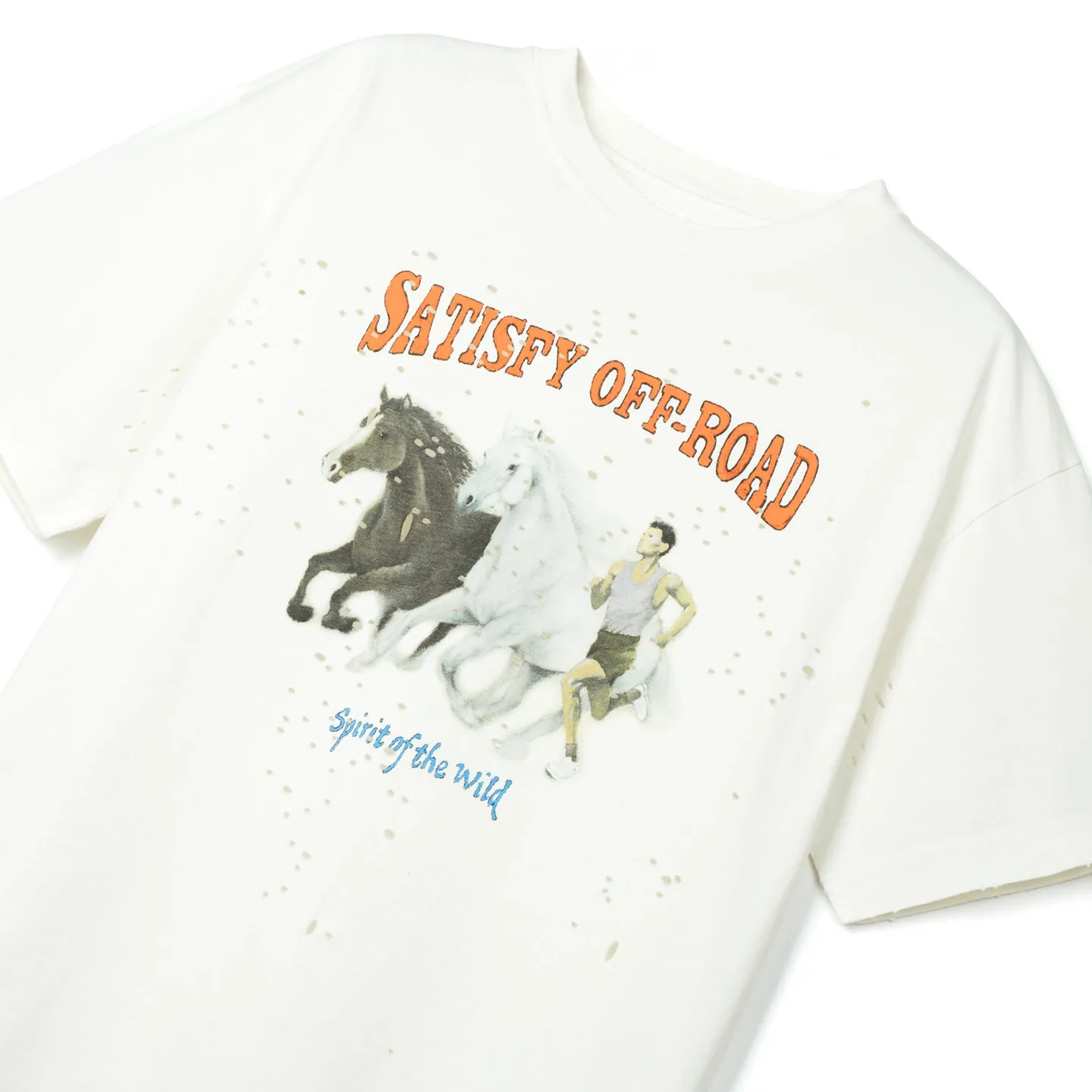Satisfy MothTech Vintage Old Printed Crew Neck Short Sleeve Loose Casual Sports Running T-Shirt