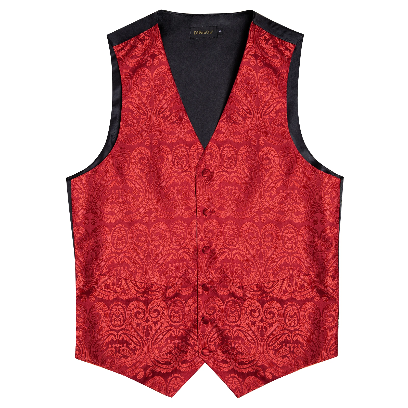 Fashion Men's Green Paisley Business Vest chaleco hombre Luxury Wedding Red Waistcoat Necktie Pocket Square Cufflinks Free Ship