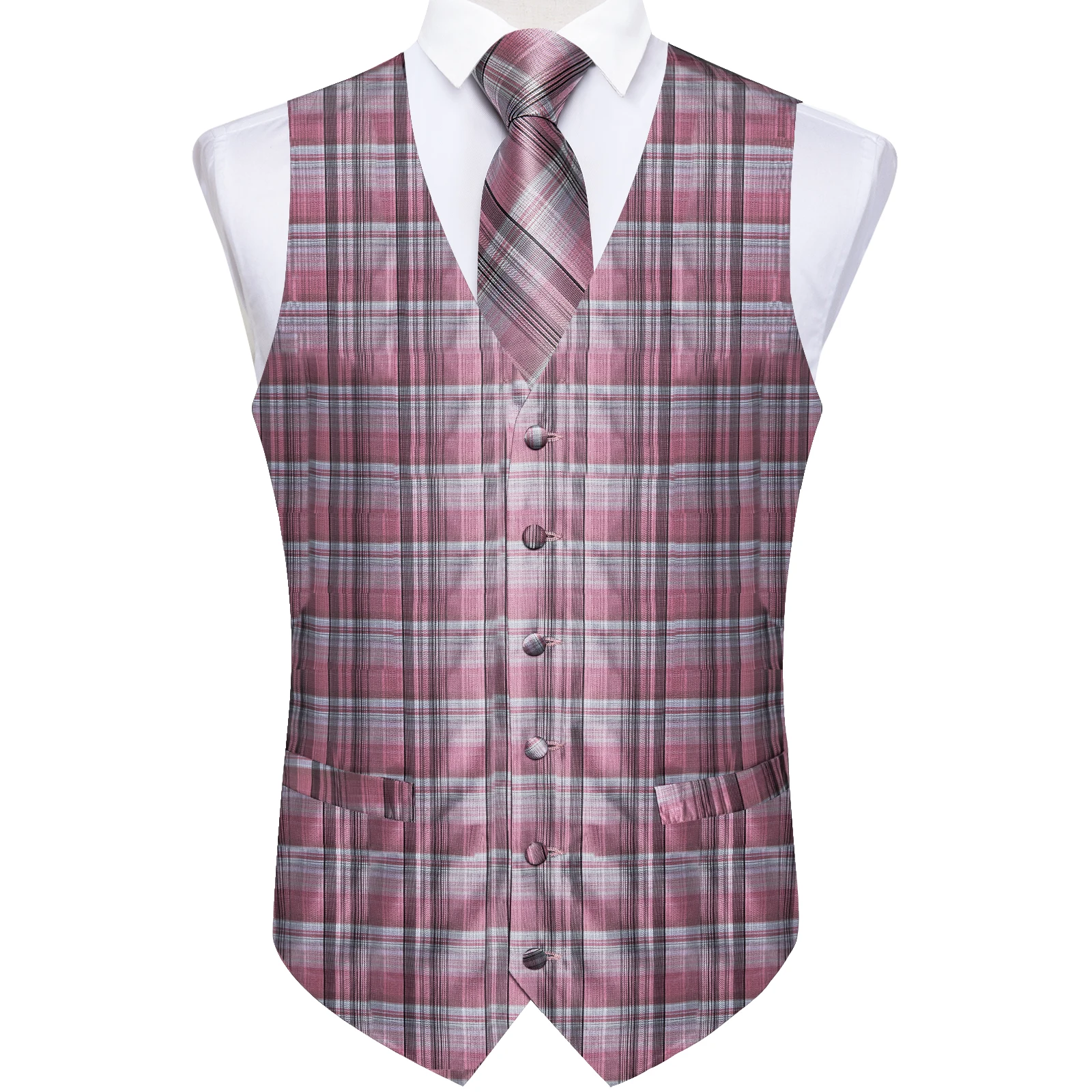 Fashion Men's Green Paisley Business Vest chaleco hombre Luxury Wedding Red Waistcoat Necktie Pocket Square Cufflinks Free Ship