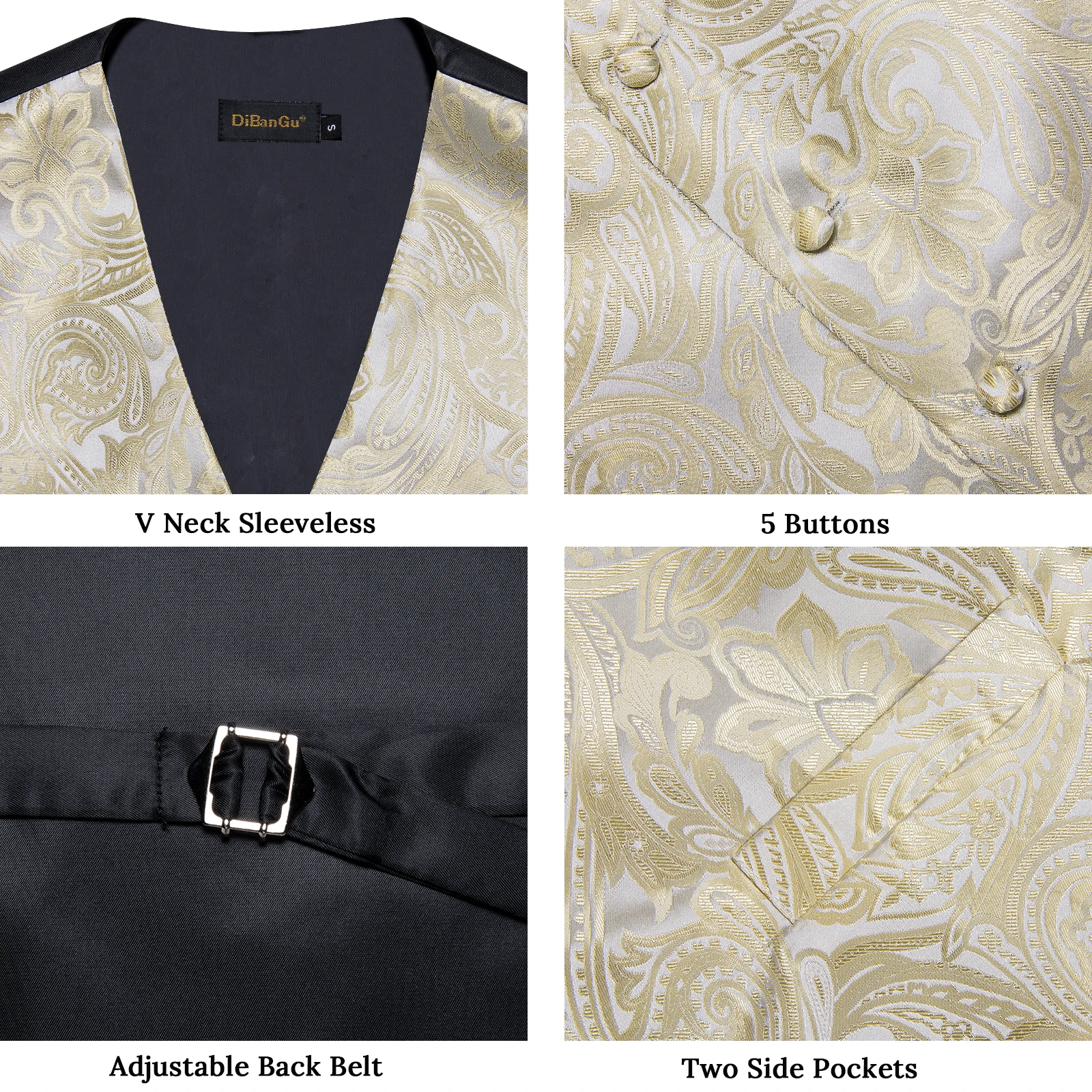 Fashion Men's Green Paisley Business Vest chaleco hombre Luxury Wedding Red Waistcoat Necktie Pocket Square Cufflinks Free Ship