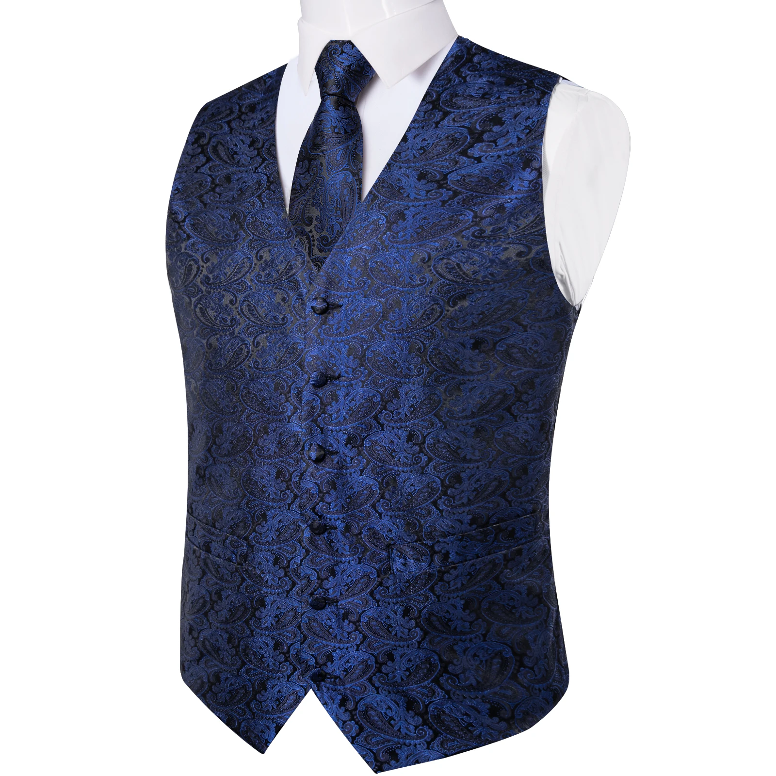 Fashion Men's Green Paisley Business Vest chaleco hombre Luxury Wedding Red Waistcoat Necktie Pocket Square Cufflinks Free Ship