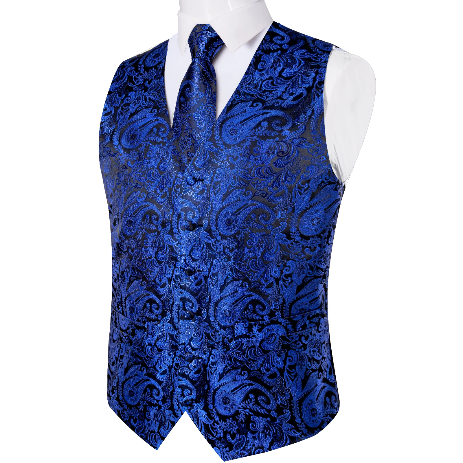 Fashion Men's Green Paisley Business Vest chaleco hombre Luxury Wedding Red Waistcoat Necktie Pocket Square Cufflinks Free Ship