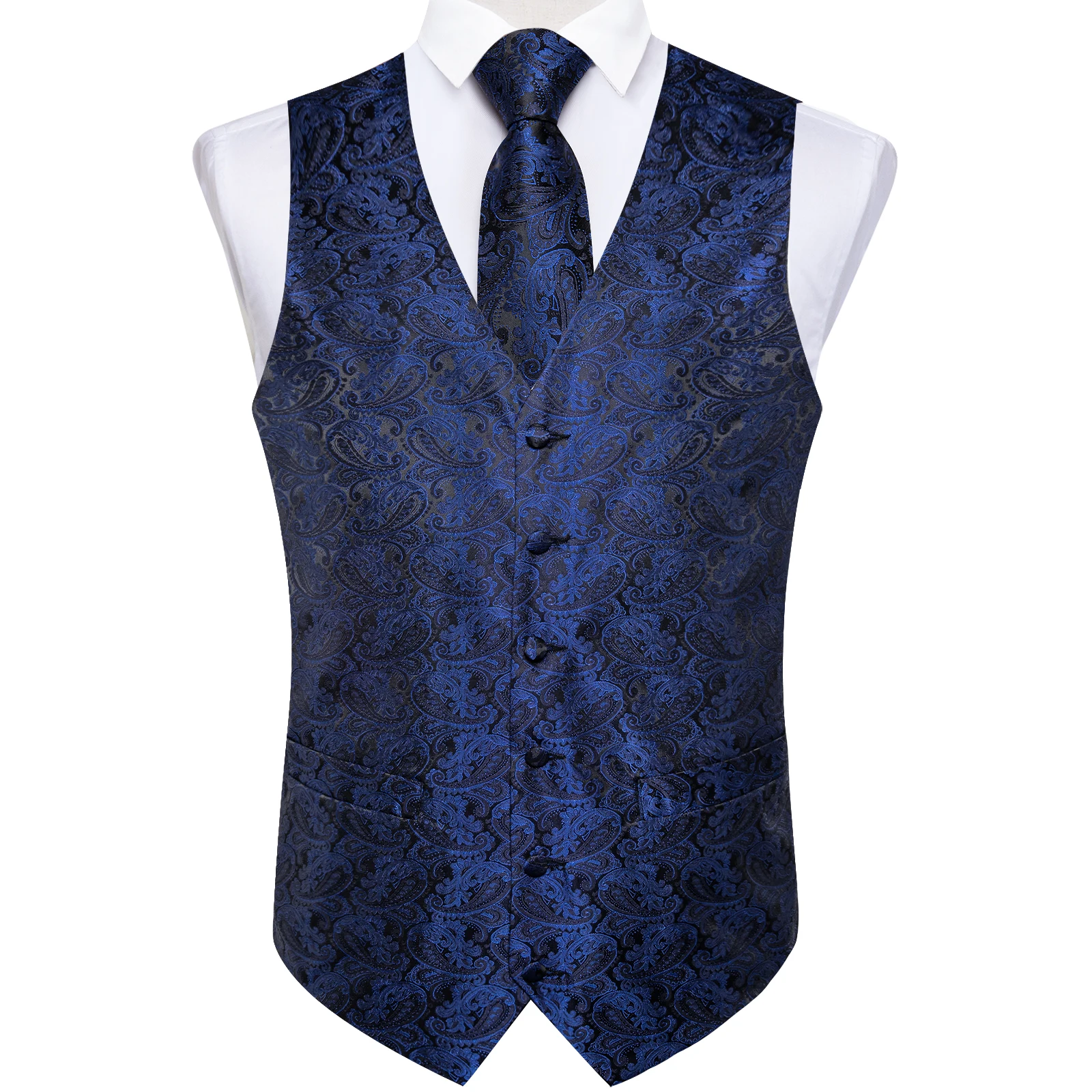 Fashion Men's Green Paisley Business Vest chaleco hombre Luxury Wedding Red Waistcoat Necktie Pocket Square Cufflinks Free Ship