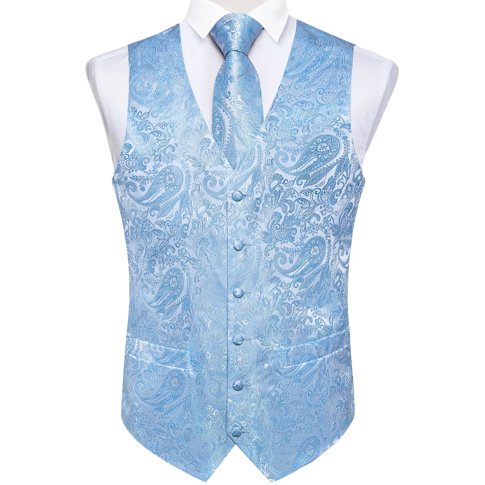 Fashion Men's Green Paisley Business Vest chaleco hombre Luxury Wedding Red Waistcoat Necktie Pocket Square Cufflinks Free Ship