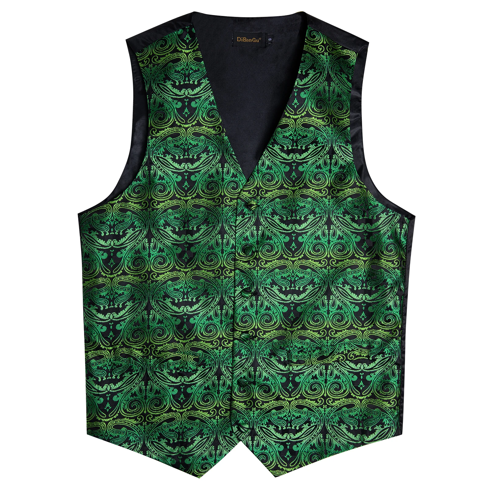 Fashion Men's Green Paisley Business Vest chaleco hombre Luxury Wedding Red Waistcoat Necktie Pocket Square Cufflinks Free Ship