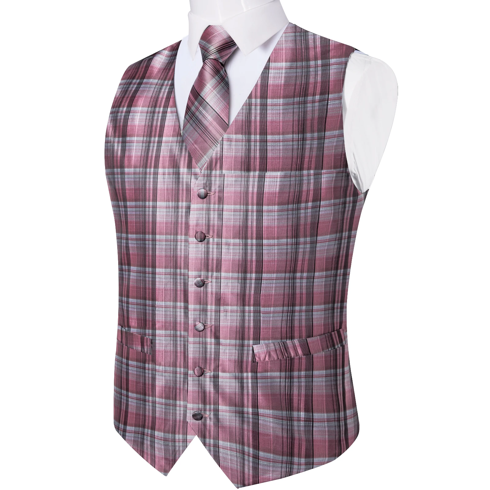 Fashion Men's Green Paisley Business Vest chaleco hombre Luxury Wedding Red Waistcoat Necktie Pocket Square Cufflinks Free Ship