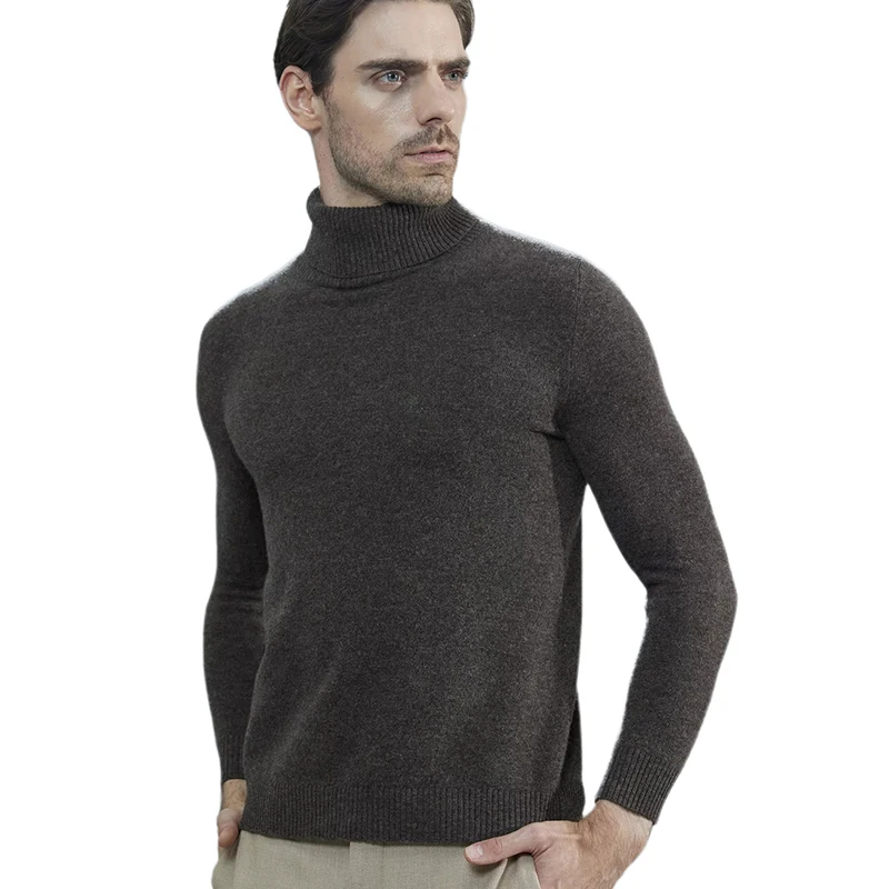 Men Knitted Sweaters Cashmere Sweater 100% Merino Wool Turtleneck Long-Sleeve Thick Pullover Winter Autumn Male Jumpers Clothing