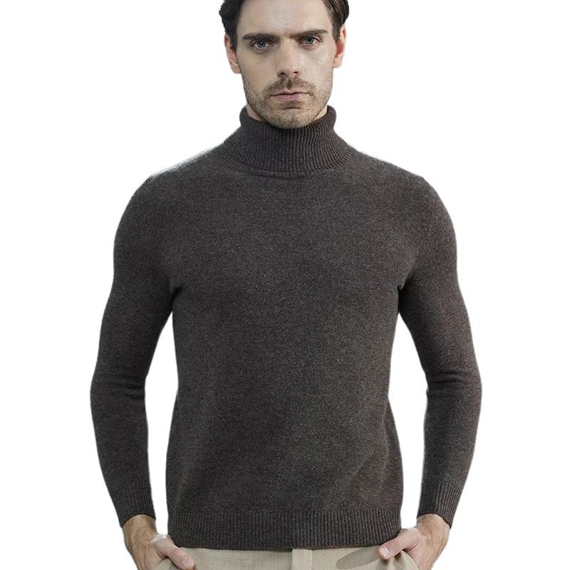 Men Knitted Sweaters Cashmere Sweater 100% Merino Wool Turtleneck Long-Sleeve Thick Pullover Winter Autumn Male Jumpers Clothing