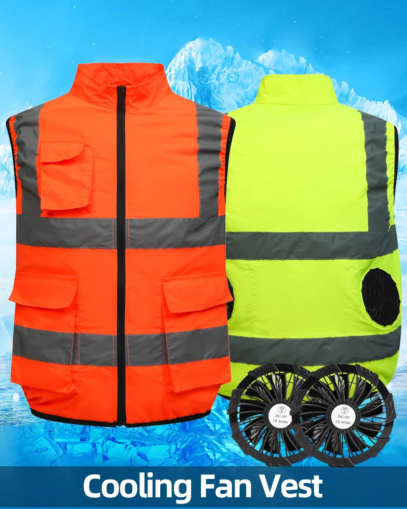 Summer Worker Cooling Vest Men Fan Vest Air Conditioning Clothes Luminous Fan Work Clothes Usb Fan Jacket Body Cooling Clothes
