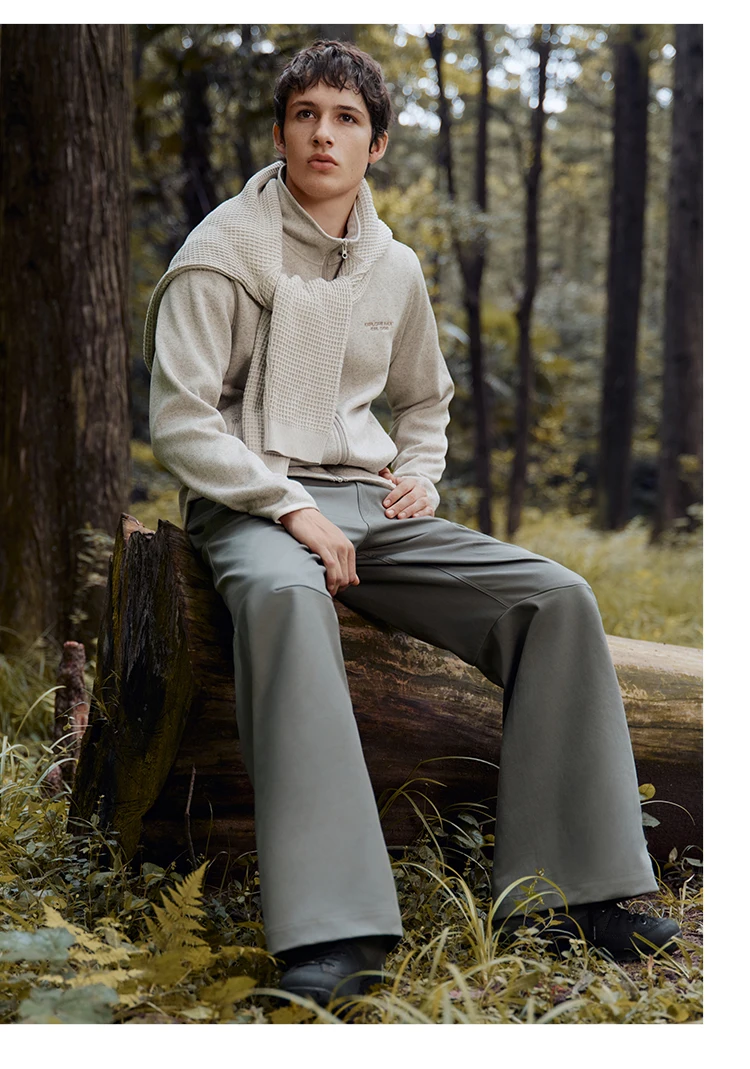 Semir Jacket Men Antistatic Heather Knit Zip Stand Collar 2025 Autumn Winter Embroidery Top Casual Fashion Menswear Clothing