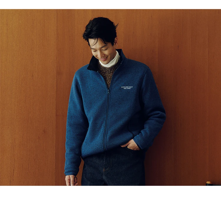 Semir Jacket Men Antistatic Heather Knit Zip Stand Collar 2025 Autumn Winter Embroidery Top Casual Fashion Menswear Clothing