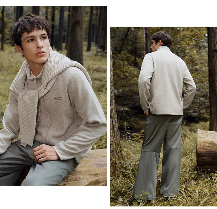 Semir Jacket Men Antistatic Heather Knit Zip Stand Collar 2025 Autumn Winter Embroidery Top Casual Fashion Menswear Clothing