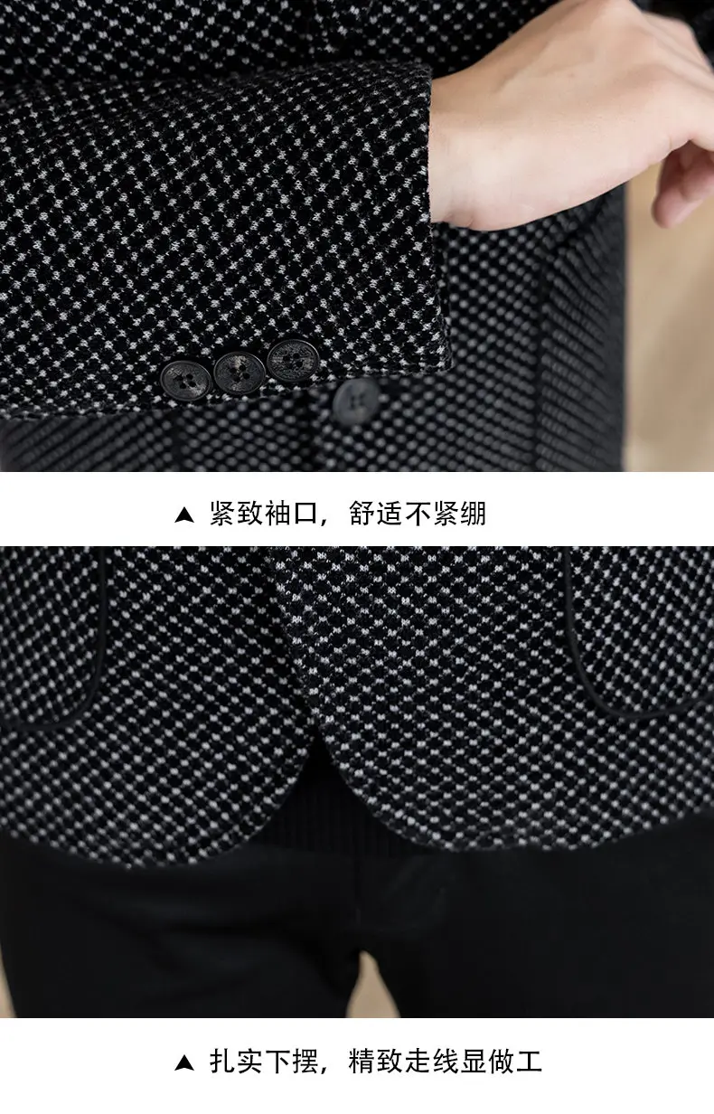 New Down Blazer Men's Business Gentleman Korean Wedding Fashion Trend Slimming Solid Color Casual High-end Down Woolen Blazer