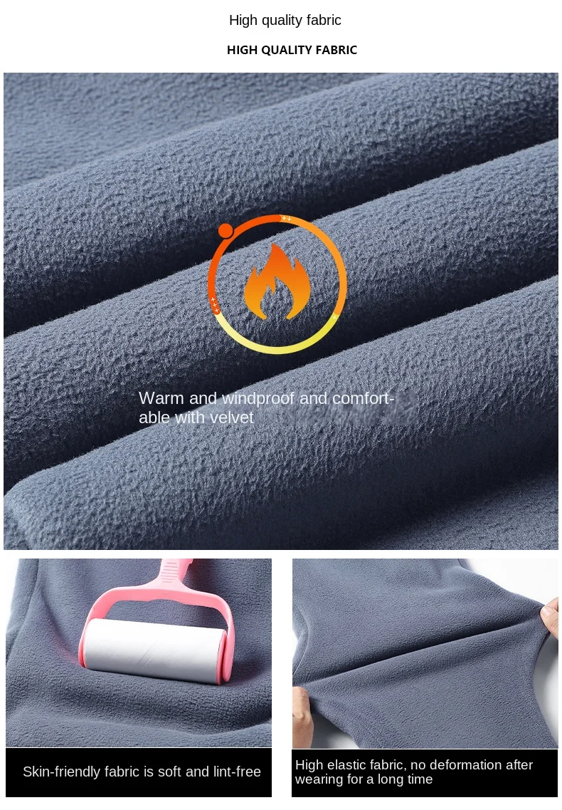 Thickened fleece fleece lamb wool jacket, top and pants two-piece set, Arctic fleece men's stand collar warm casual pants, men's