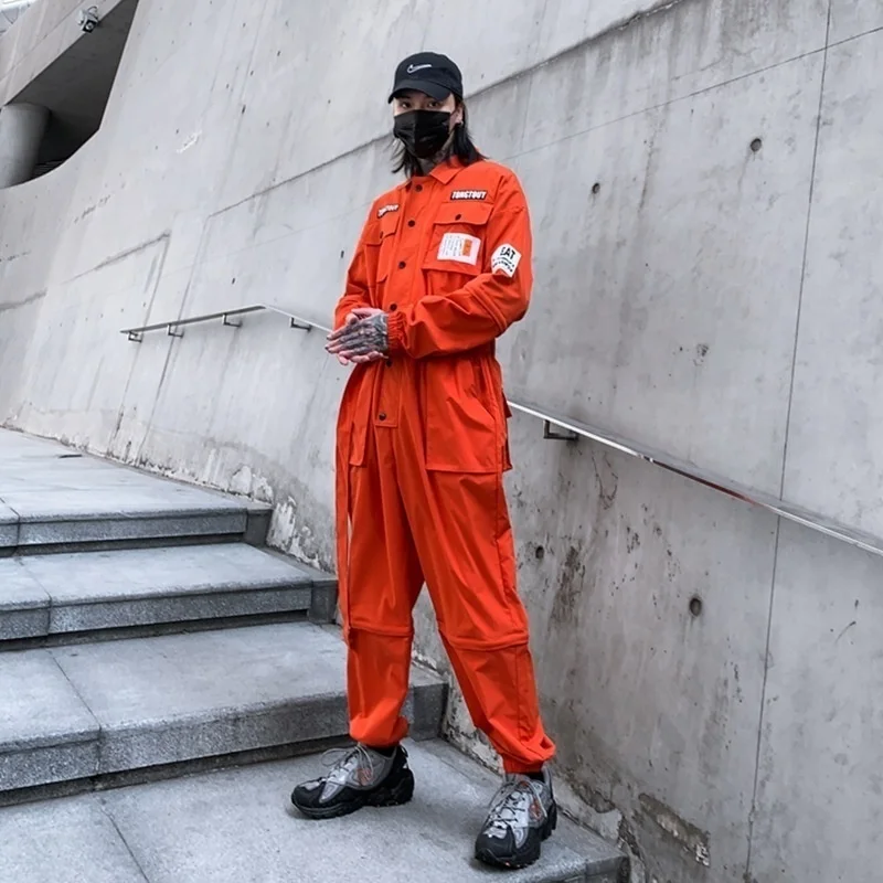HKSH Autumn Summer New Men's Punk Fashion Tide Jumpsuit Youth Detachable National Casual Overalls Safari Style Pants Tops HK0056