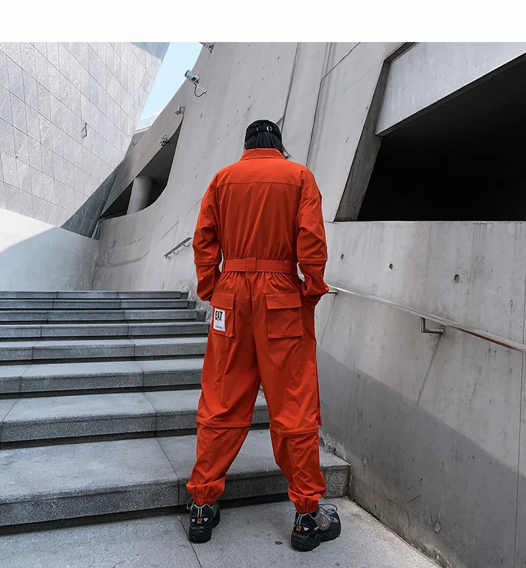 HKSH Autumn Summer New Men's Punk Fashion Tide Jumpsuit Youth Detachable National Casual Overalls Safari Style Pants Tops HK0056