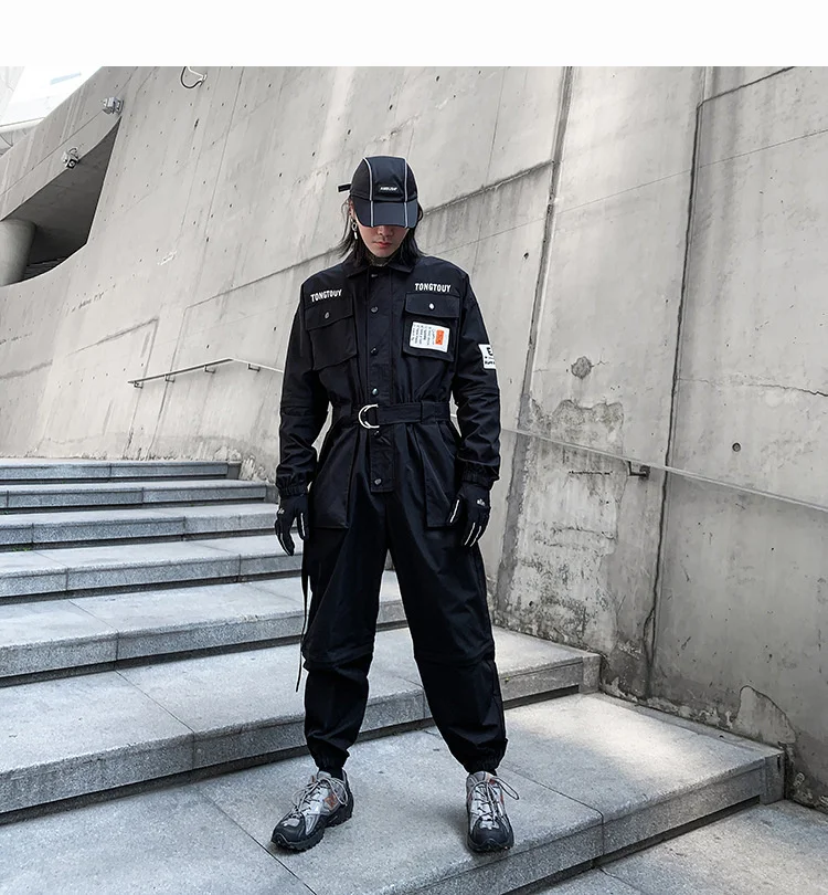 HKSH Autumn Summer New Men's Punk Fashion Tide Jumpsuit Youth Detachable National Casual Overalls Safari Style Pants Tops HK0056