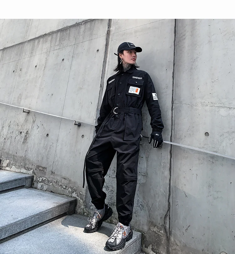 HKSH Autumn Summer New Men's Punk Fashion Tide Jumpsuit Youth Detachable National Casual Overalls Safari Style Pants Tops HK0056