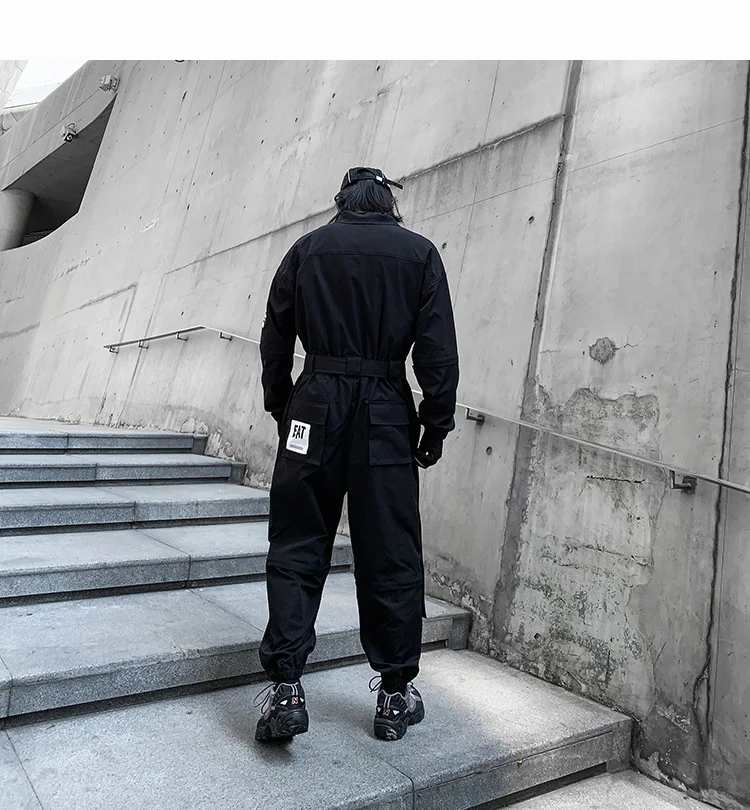 HKSH Autumn Summer New Men's Punk Fashion Tide Jumpsuit Youth Detachable National Casual Overalls Safari Style Pants Tops HK0056