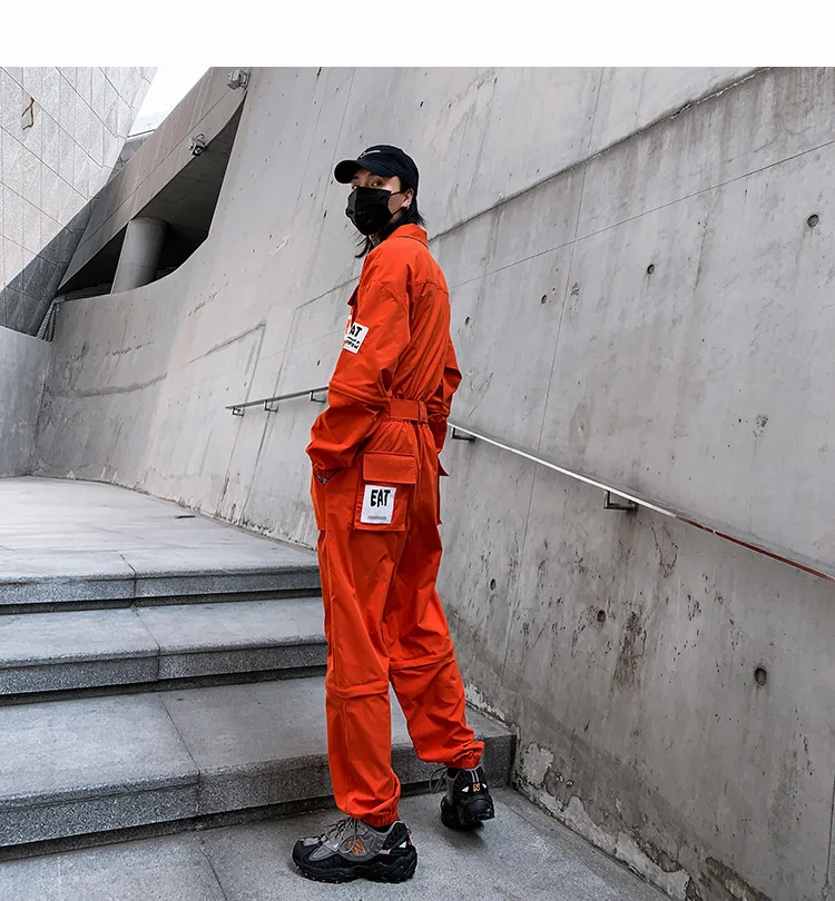 HKSH Autumn Summer New Men's Punk Fashion Tide Jumpsuit Youth Detachable National Casual Overalls Safari Style Pants Tops HK0056