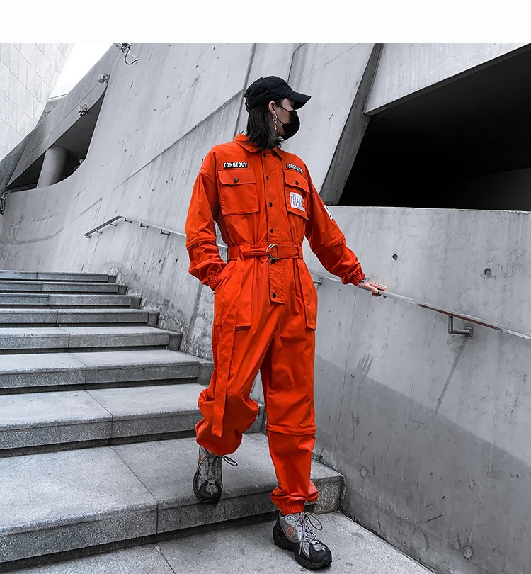 HKSH Autumn Summer New Men's Punk Fashion Tide Jumpsuit Youth Detachable National Casual Overalls Safari Style Pants Tops HK0056