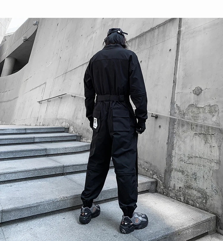 HKSH Autumn Summer New Men's Punk Fashion Tide Jumpsuit Youth Detachable National Casual Overalls Safari Style Pants Tops HK0056