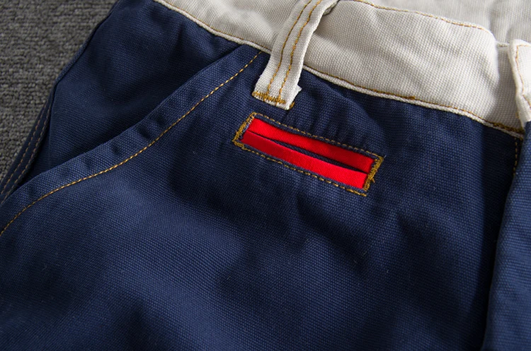 Summer fashion style personality color splicing wash and do old slim men's cargo shorts multi-pocket casual pants