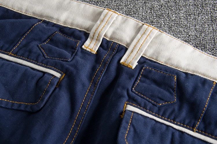 Summer fashion style personality color splicing wash and do old slim men's cargo shorts multi-pocket casual pants