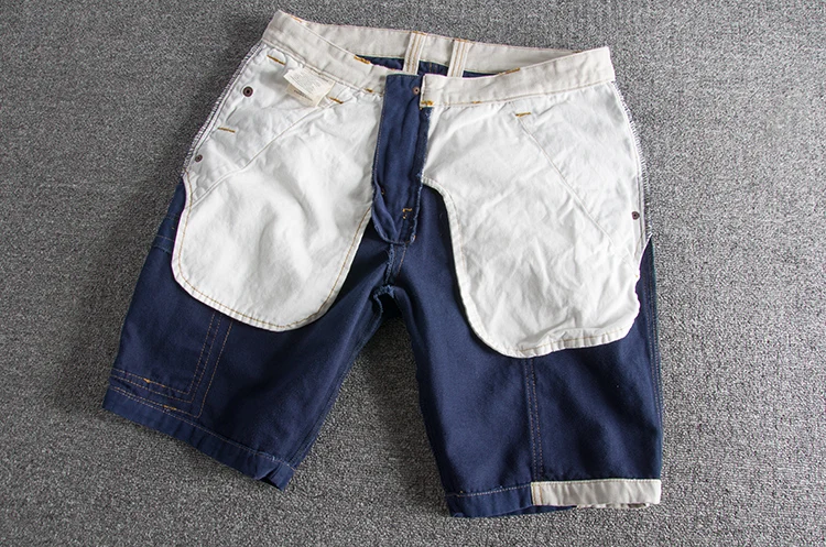 Summer fashion style personality color splicing wash and do old slim men's cargo shorts multi-pocket casual pants