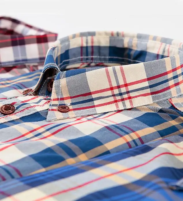 2021 New Men Shirt  100% Cotton High Quality Long Sleeve Casual BusinessPlaid Fashion Branded Clothes Bright Color DA450