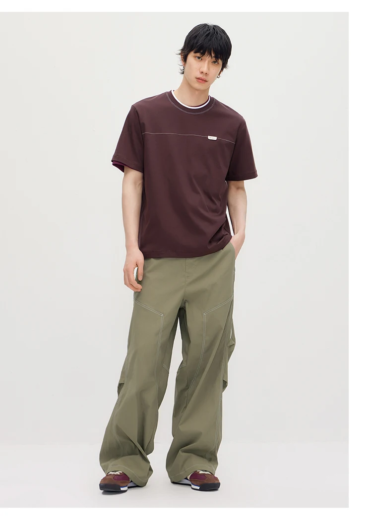 Semir Men Pants Cool Color Block Loose Wide Leg Casual Long Pants 2026 Summer Trendy Style