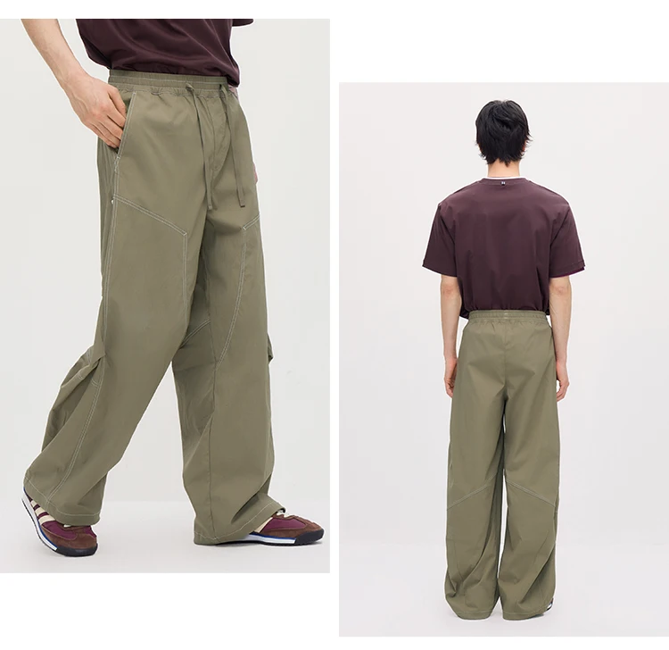 Semir Men Pants Cool Color Block Loose Wide Leg Casual Long Pants 2026 Summer Trendy Style