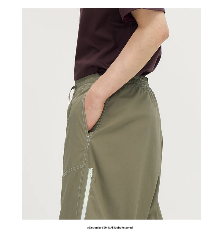 Semir Men Pants Cool Color Block Loose Wide Leg Casual Long Pants 2026 Summer Trendy Style