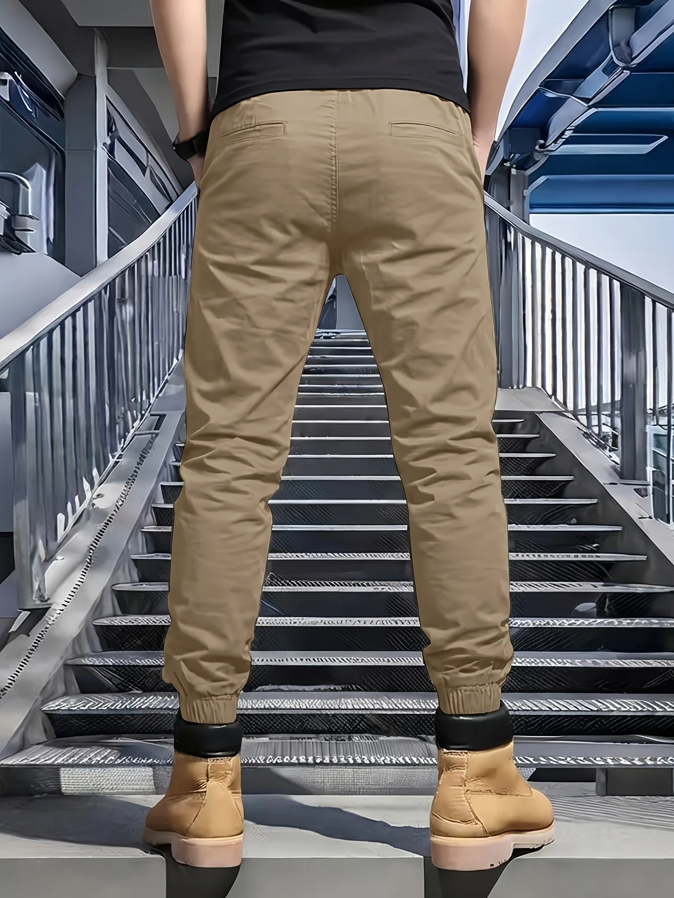 6pcs men's seasonal loose long waistband multi pocket workwear pants, solid color pants, casual outdoor sports holiday gifts