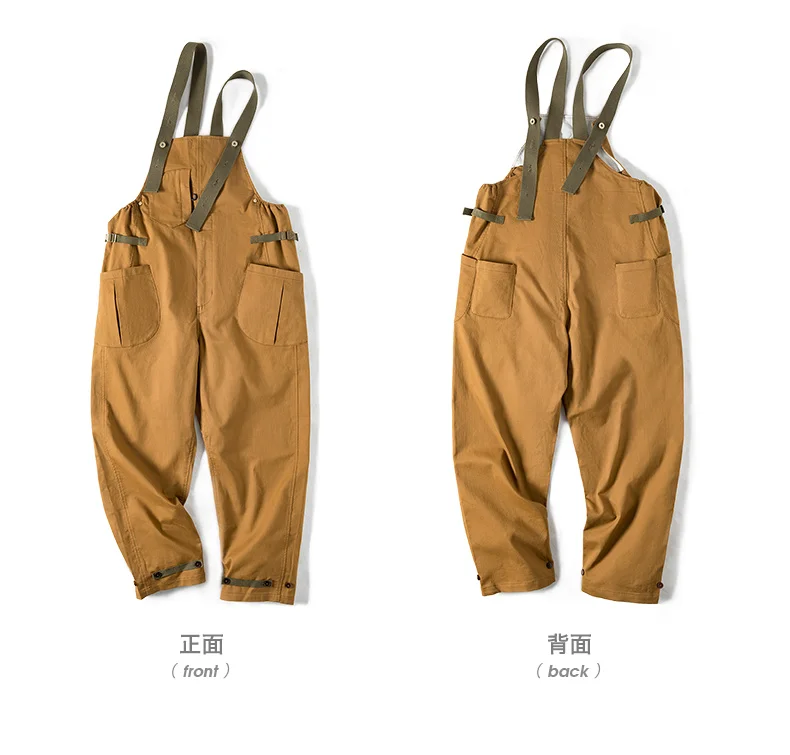 Maden Workwear American Retro Strap Pants Loose Straight Barrel Amekaji Casual One Piece Sling Long Pants Men's Fashion