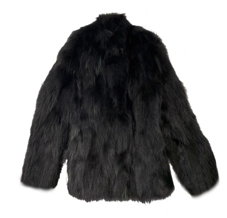 Furry Stand Collar Oversized Thicken Winter Coat Men Warm Windproof Trendy Solid Parkas Faux Fur Outerwear Luxury Casual Jacket