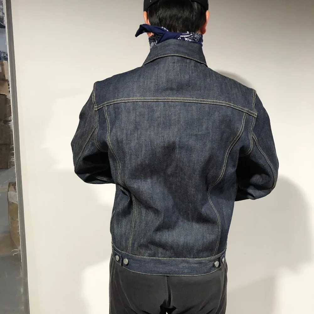 TYPE3-0001 Read Description! Big Size 14oz High Quality Cotton Denim Jacket Casual Stylish Raw Unwashed Coat