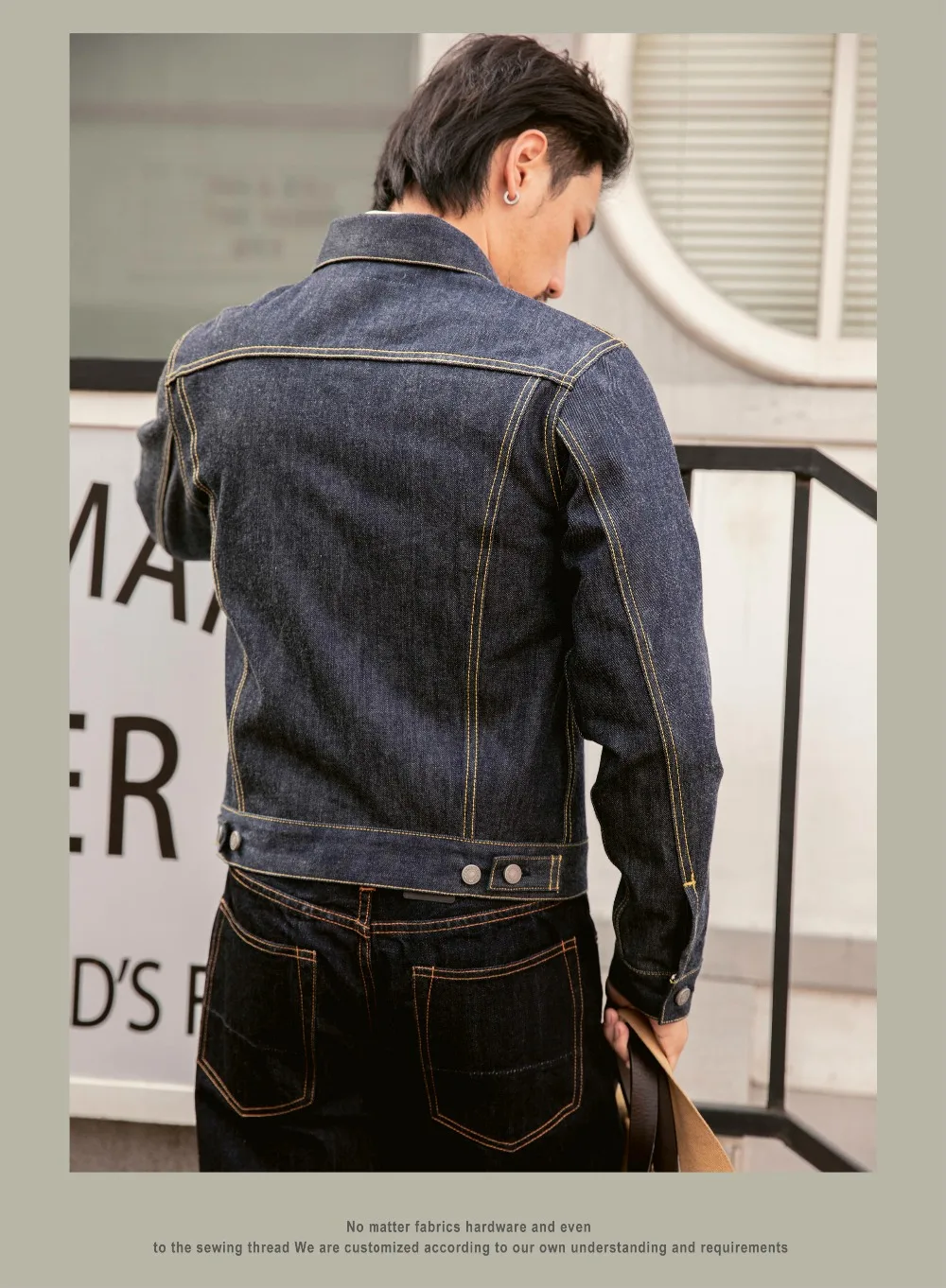 TYPE3-0001 Read Description! Big Size 14oz High Quality Cotton Denim Jacket Casual Stylish Raw Unwashed Coat
