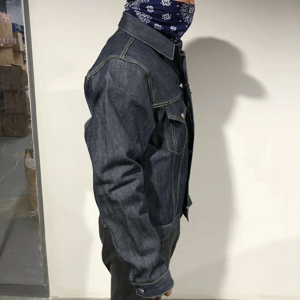 TYPE3-0001 Read Description! Big Size 14oz High Quality Cotton Denim Jacket Casual Stylish Raw Unwashed Coat