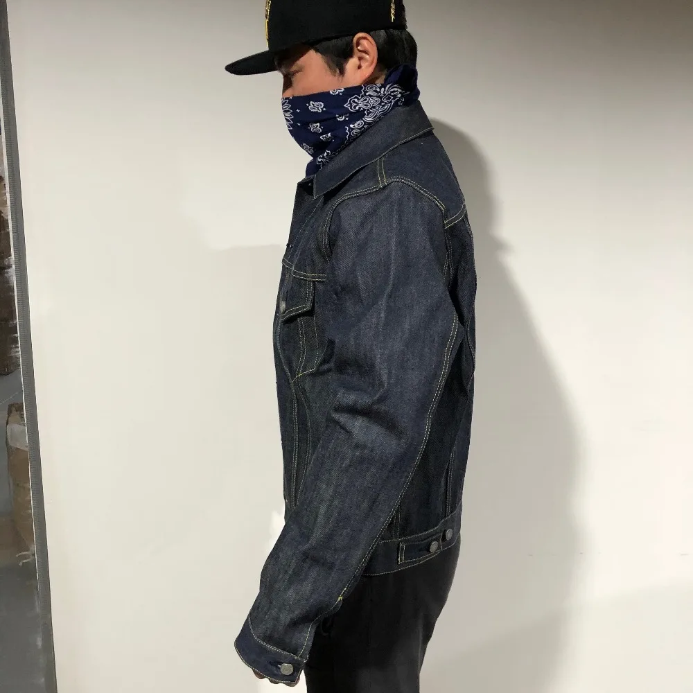 TYPE3-0001 Read Description! Big Size 14oz High Quality Cotton Denim Jacket Casual Stylish Raw Unwashed Coat