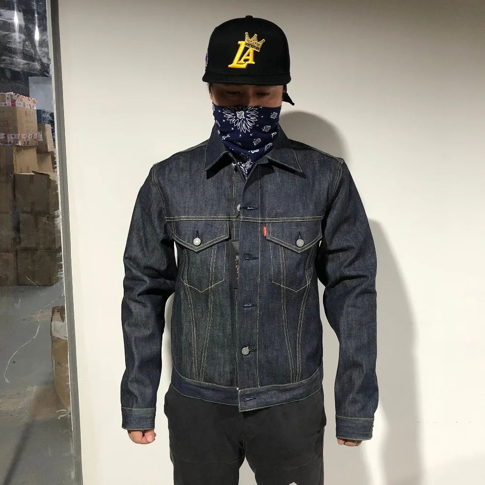 TYPE3-0001 Read Description! Big Size 14oz High Quality Cotton Denim Jacket Casual Stylish Raw Unwashed Coat