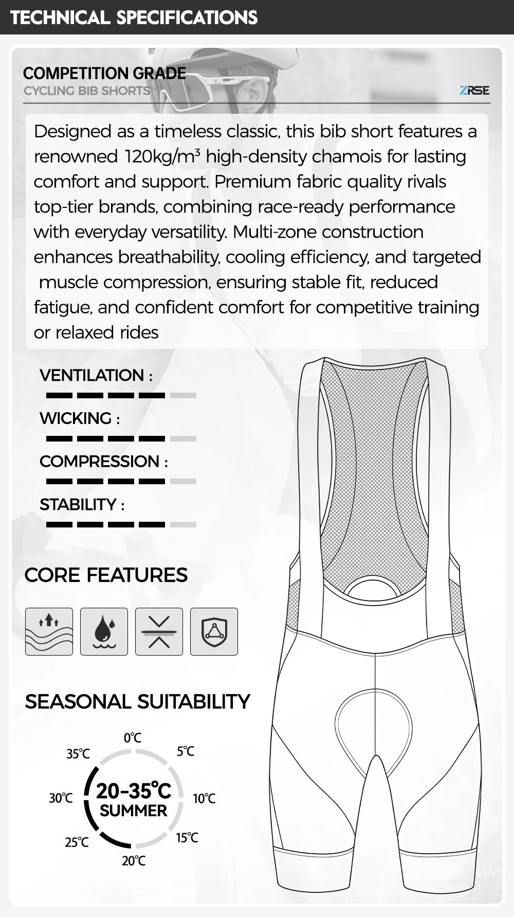 ZRSE Men's Cycling Vest Bib Shorts Set Summer Breathable Quick Dry Slim Fit Short Sleeve for Gym Outdoor Running Road Bike MTB