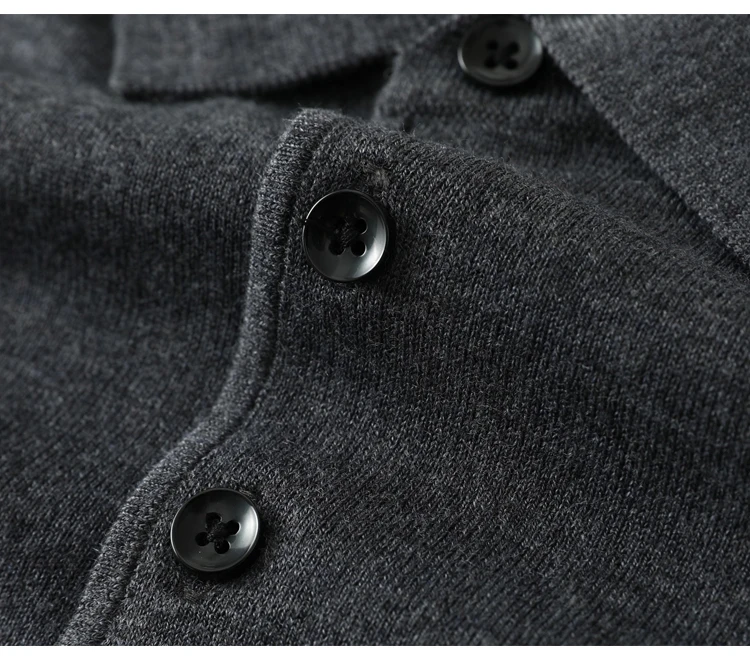 Spring Autumn Men Shirt Merino Worsted Wool Knitted Pullover Long Sleeve Polo-Collar Clothing Tops Smart Casual Thin Outerwears